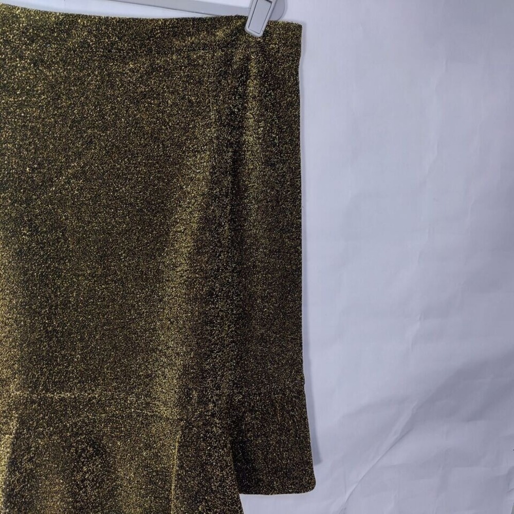 Michael‎ Kors Women Skirt L Gold Metallic Shimmer Hi Lo Stretch Trumpet Disco - Picture 10 of 13